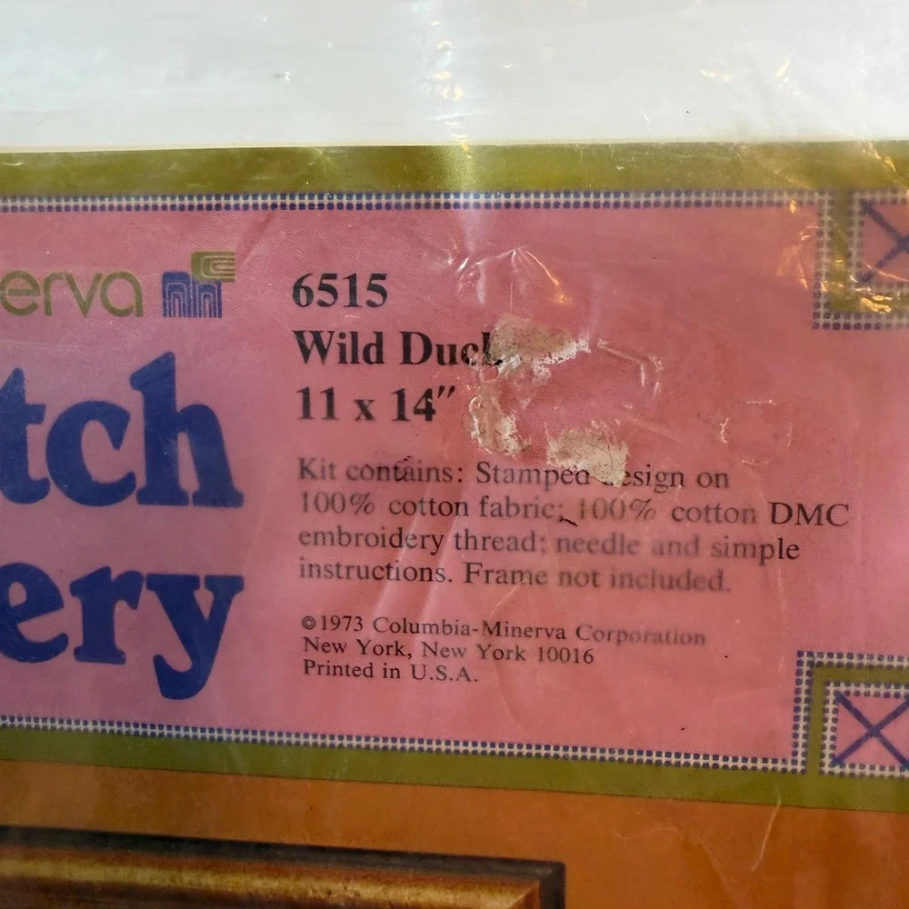 Vintage 1973 Columbia Minerva Wild Ducks Cross Stitch Kit 6515 11x14
